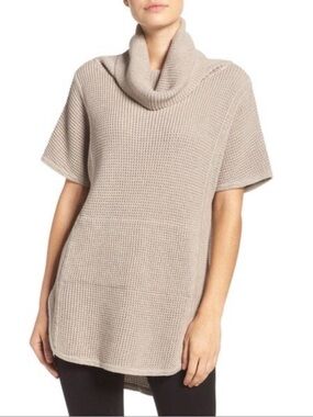 UGG Waffle Knit Short Sleeve Cowl Neck Sweater - Taupe